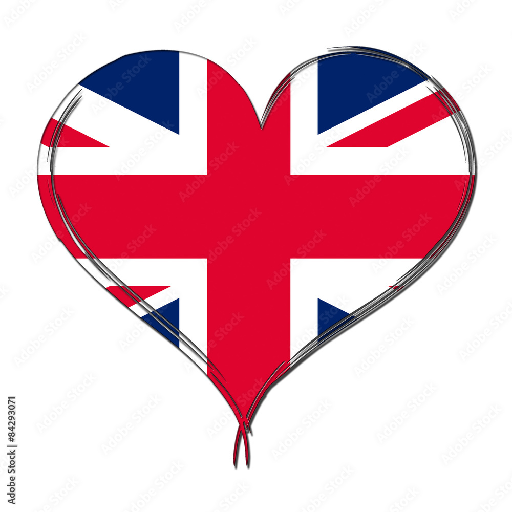 Obraz premium United Kingdom 3D heart shaped flag