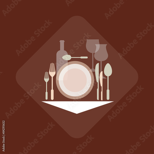 Table service, coffee shop and restaurant, vector logo