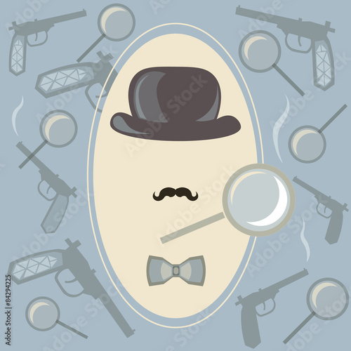 Detective, investigator, vector background