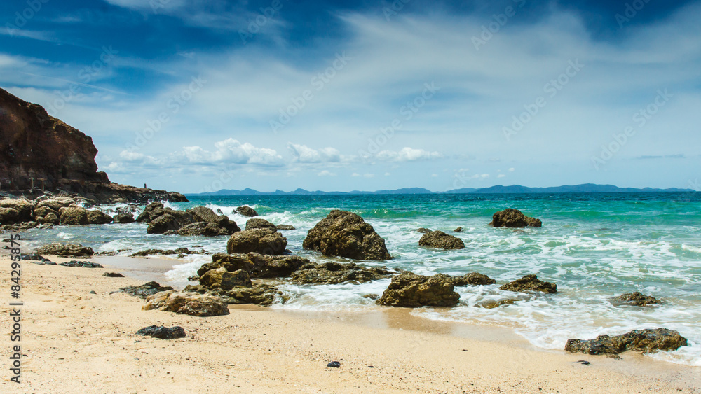 Waves, rocks and sand Waves, rocks and sand