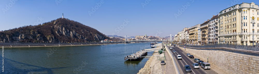 Danube in Budapest in panoramic scene, Hungary