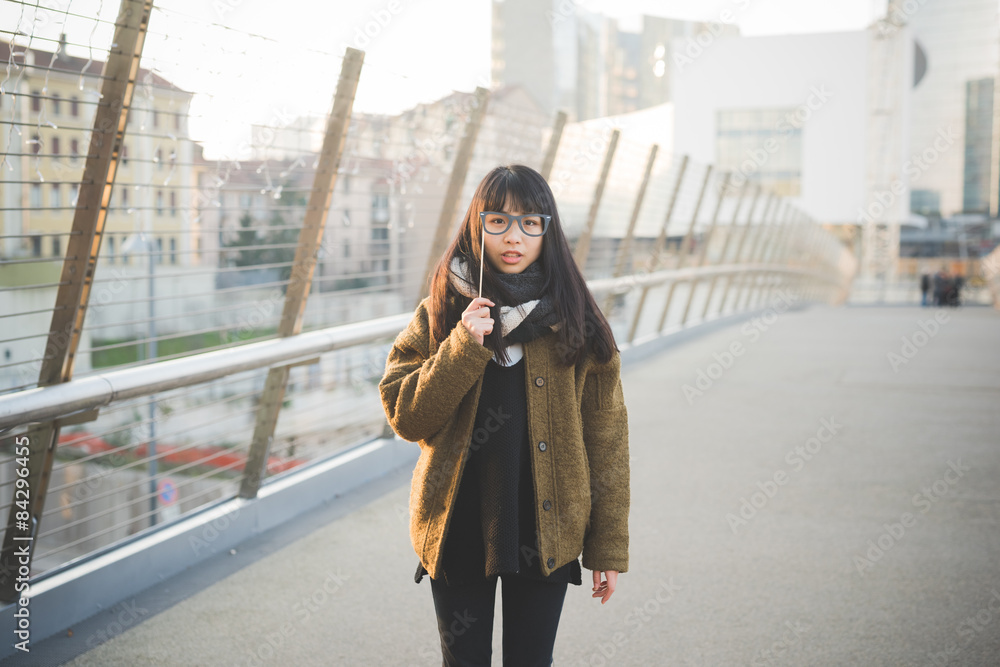 Fototapeta premium young beautiful asian hipster woman