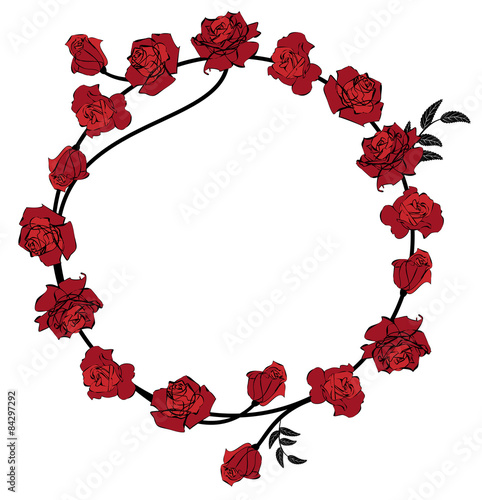 floral red roses frame