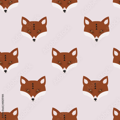 Seamless vector pattern with foxes
