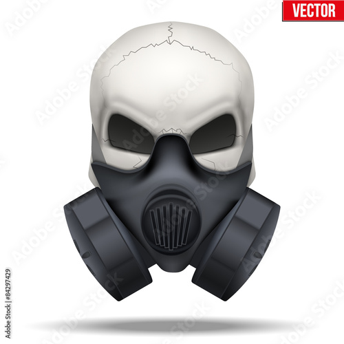 Human skull with Respirator mask. Vector