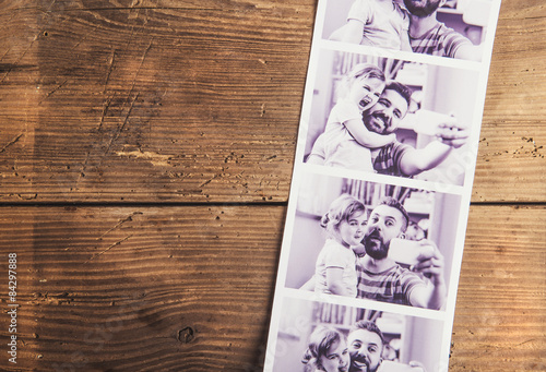 Fathers day composition. Studio shot on wooden background. photo