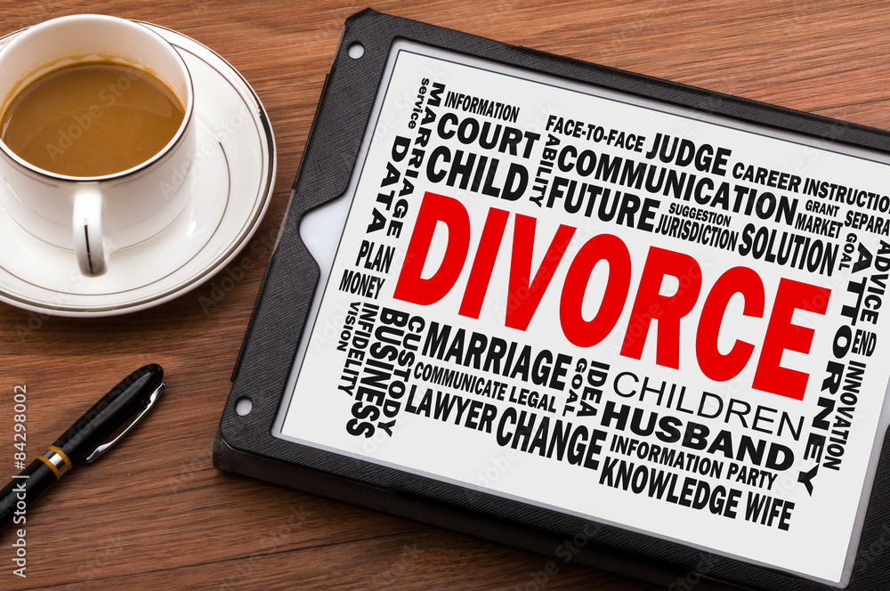 divorce with related word cloud handwritten on tablet pc divorce with related word cloud handwritten on tablet pc