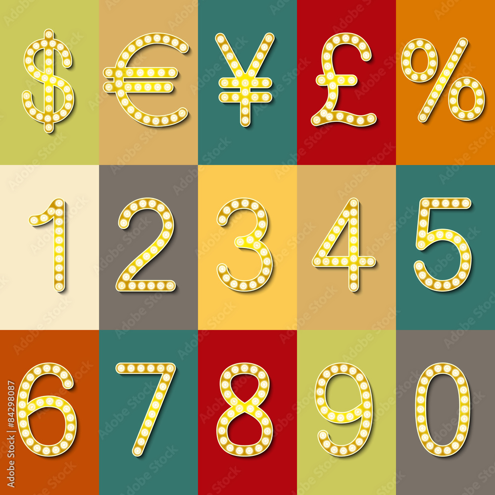 Naklejka premium Golden digits and symbols collection - eps10 currency