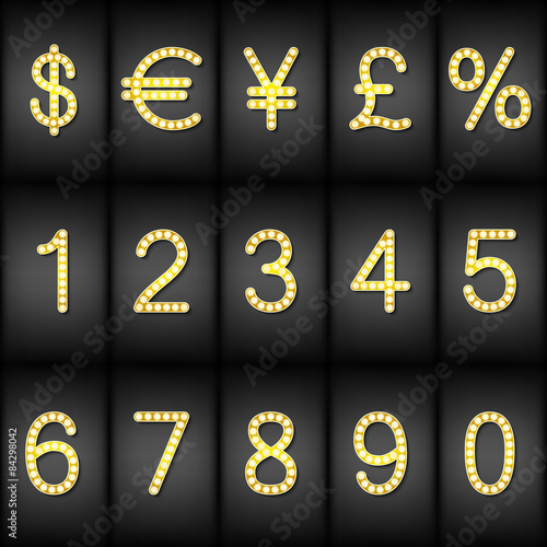Golden digits and symbols collection - eps10 currency