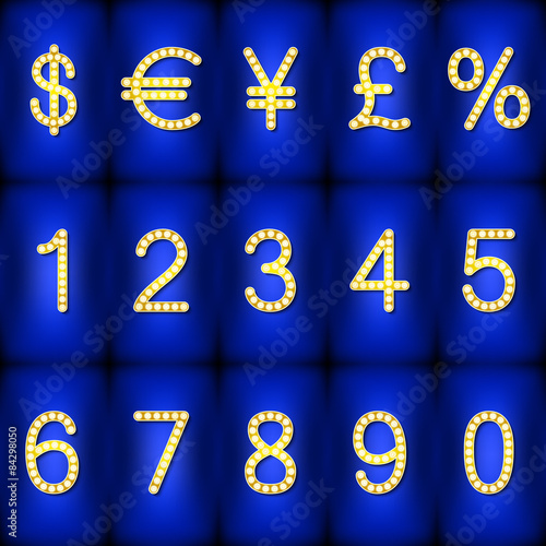Golden digits and symbols collection - eps10 currency