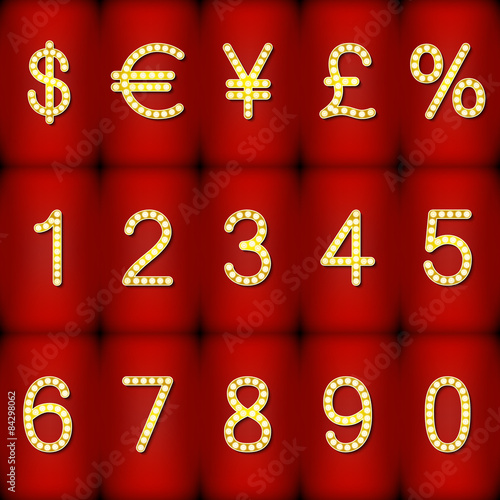 Golden digits and symbols collection - eps10 currency