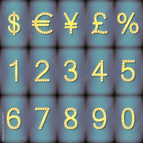 Golden digits and symbols collection - eps10 currency