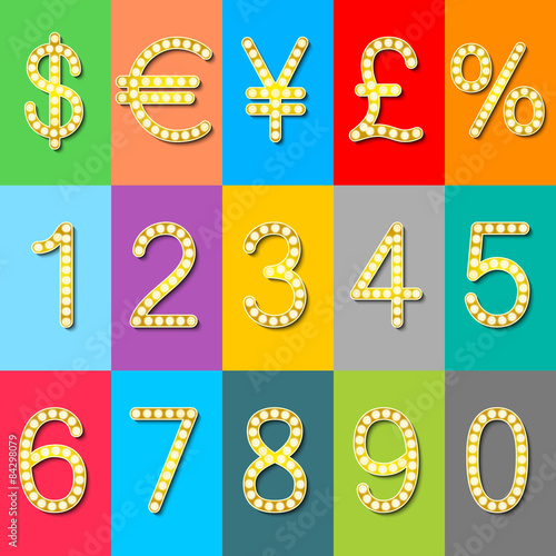 Golden digits and symbols collection - eps10 currency