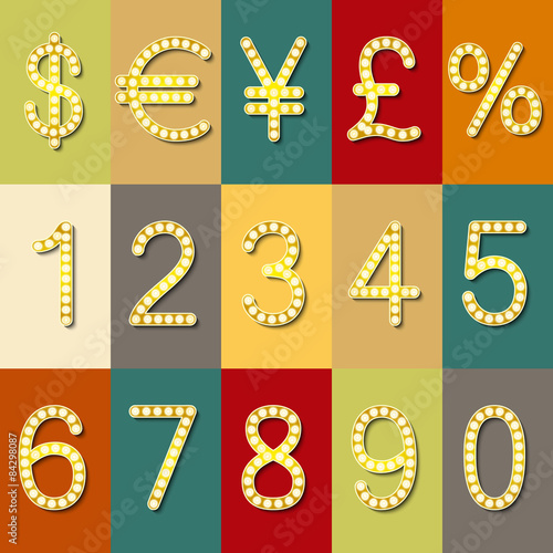 Golden digits and symbols collection - eps10 currency