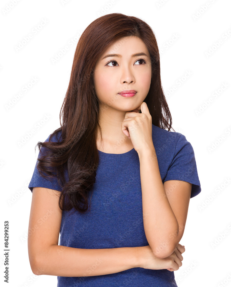 Fototapeta premium Woman think of the idea