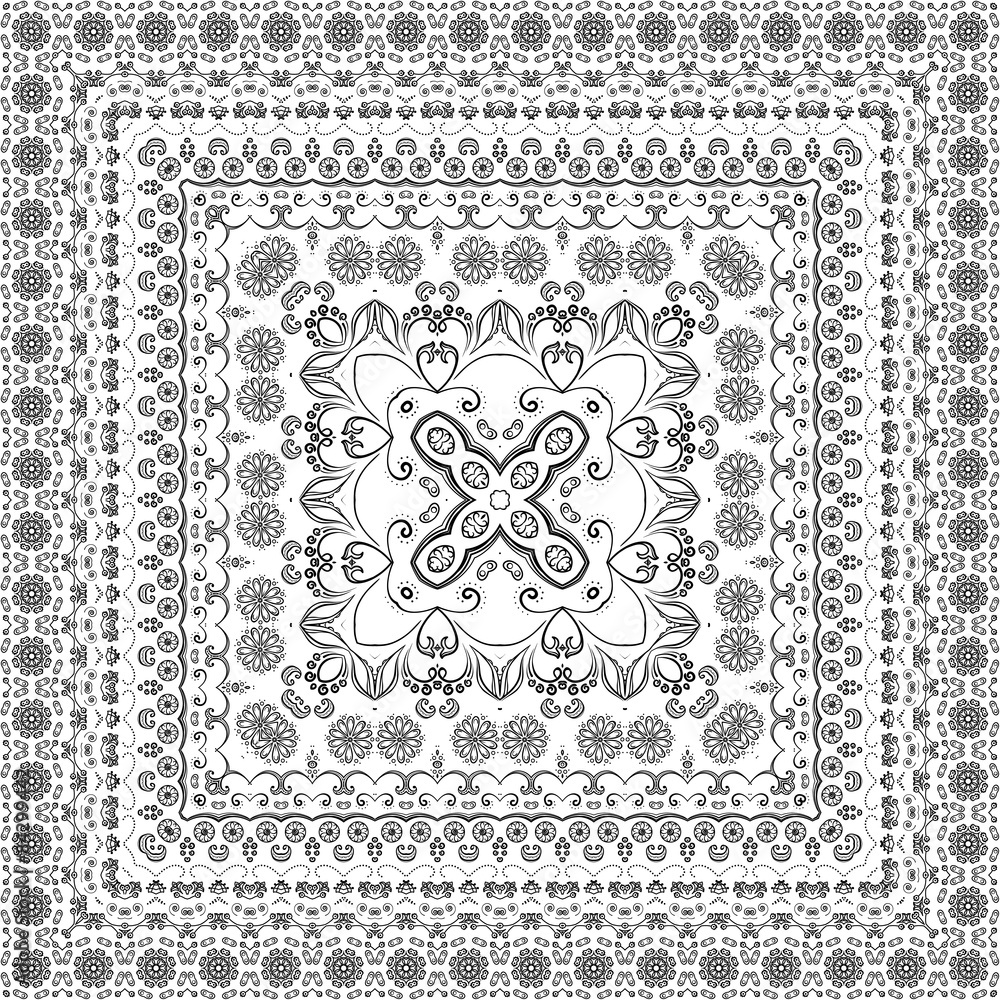 Obraz premium Seamless Outline Floral Pattern
