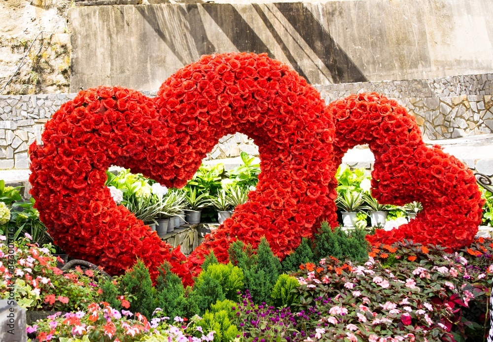 Fototapeta premium romantic shape heart with roses background