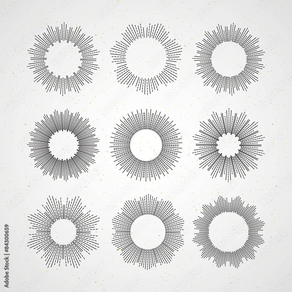 Set of Retro Sun burst shapes. Vector illustration Set of Retro Sun burst shapes. Vector illustration