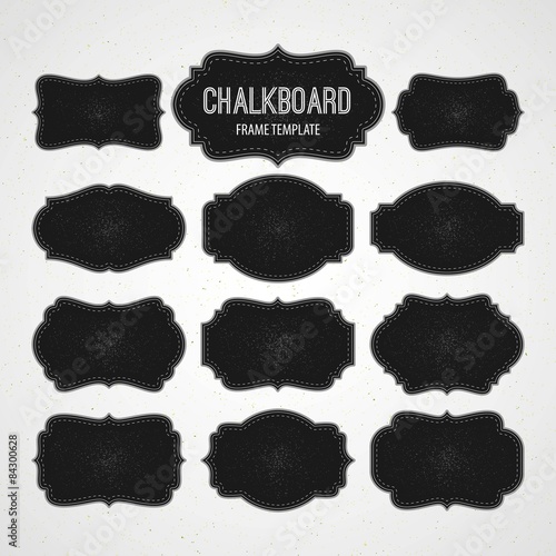 Set of Chalkboard Frames and Labels. Vector illustration