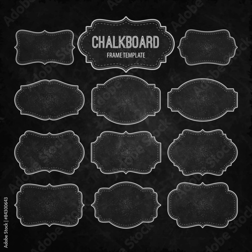 Set of Chalkboard Frames and Labels. Vector illustration