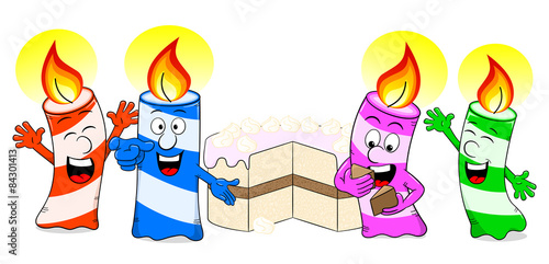 Kerzen feiern mit einem Kuchen 