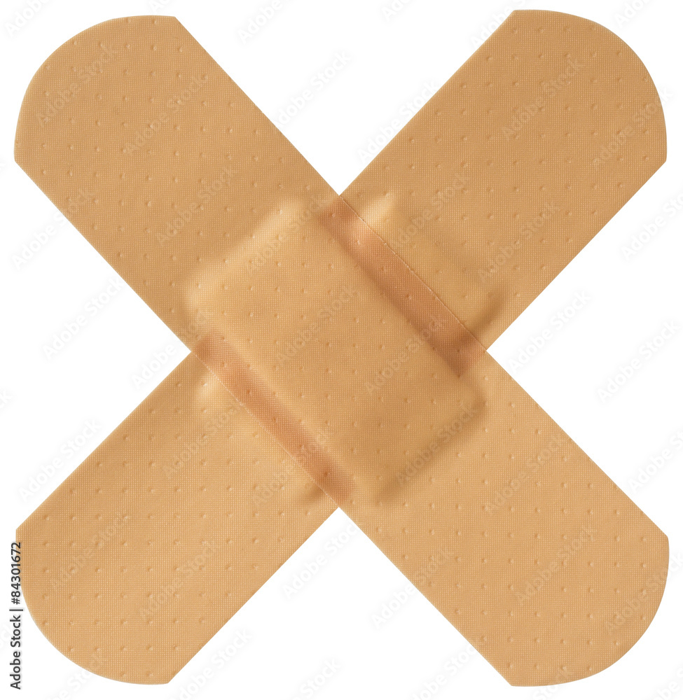 Crossed medical bandages isolated on white with clipping path in Crossed medical bandages isolated on white with clipping path in