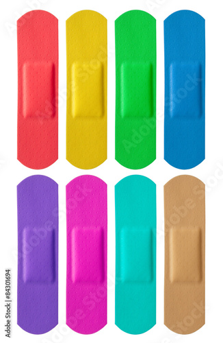 Set of colorful medical bandages isolated on white background Fototapet