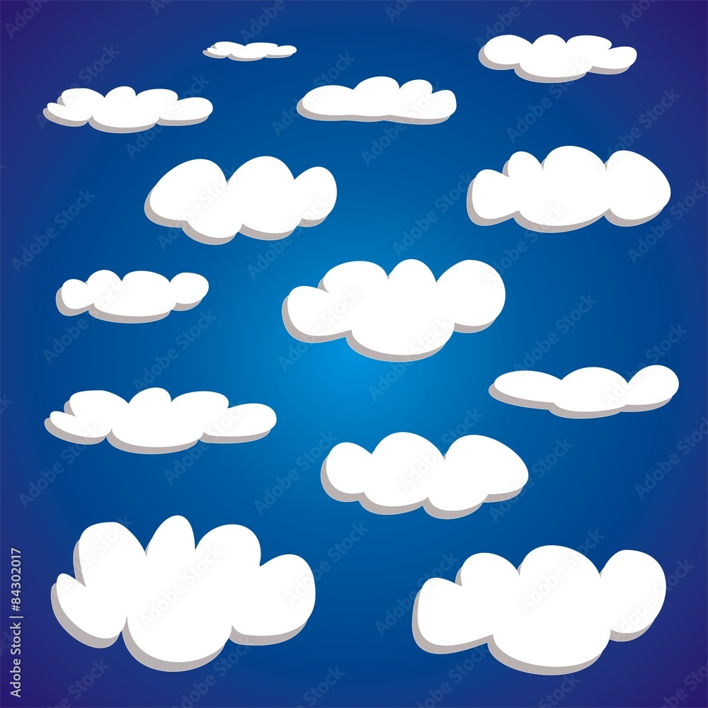 White clouds or bubble speech on blue sky background vector set White clouds or bubble speech on blue sky background vector set