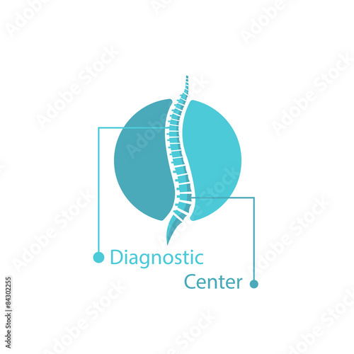 Spine pain medical logo mockup, spinal diagnostic center template sign