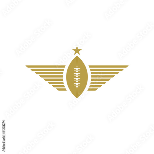 Rugby ball with wings icon, american football tournament mockup sport logo