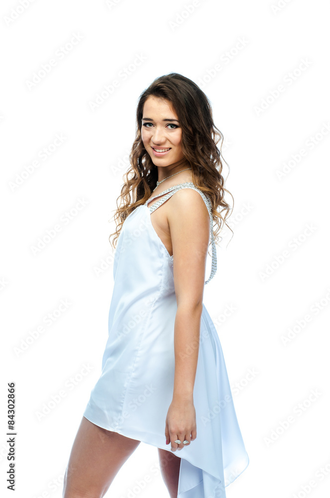 Young and beautiful woman in white dress Young and beautiful woman in white dress