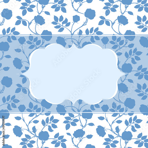 Postcard, invitation editable template with frame and seamless f