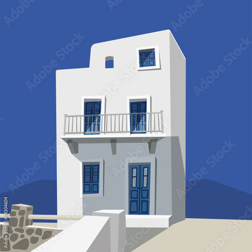 Hand drawn greek house, vector illustration background