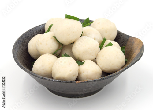 Fishballs on  white background.