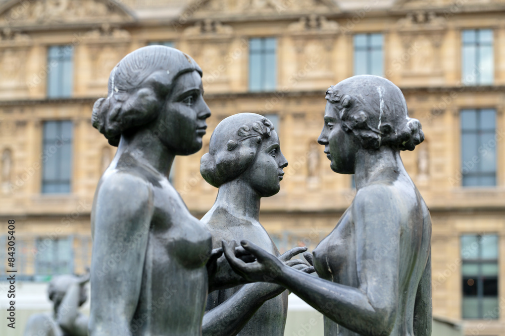 Paris - Bronze sculpture The Three Nymphs in Tuileries garden Paris - Bronze sculpture The Three Nymphs in Tuileries garden