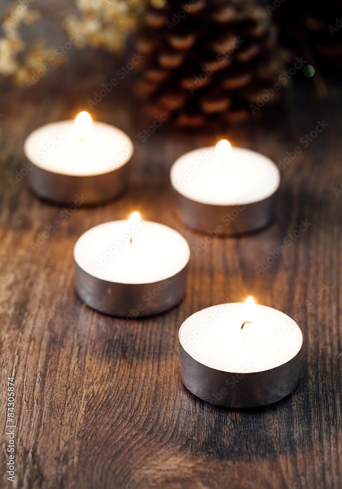 Group of burning candles, Spa and relax Group of burning candles, Spa and relax