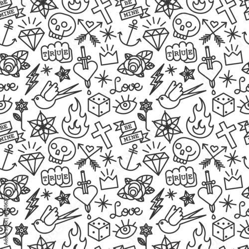 Tattoo seamless pattern