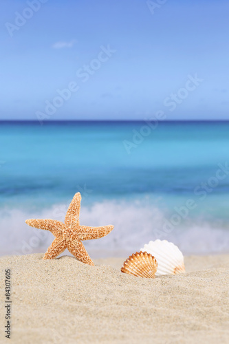 Strand Szene Hintergrund im Sommer, Urlaub, Ferien mit Meer und