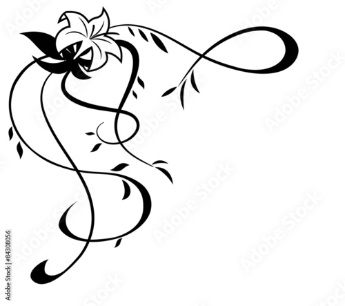 Fototapeta Naklejka Na Ścianę i Meble -  Lily flowers black silhouette