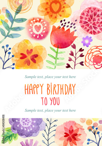 Watercolor flowers card