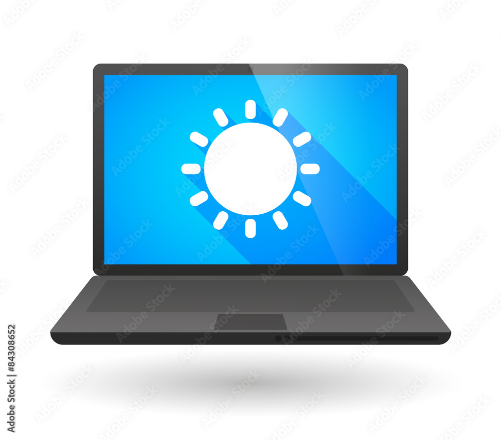 Laptop icon with a sun