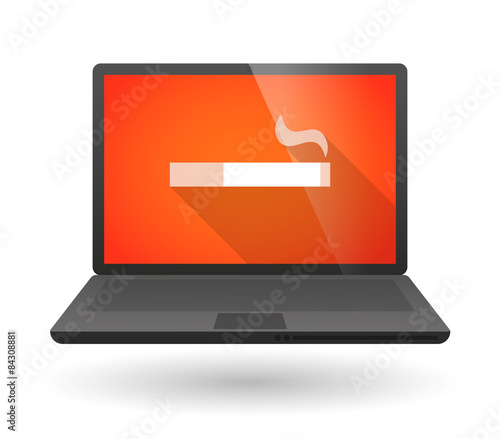 Laptop icon with a cigarette