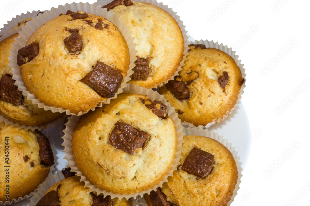 fresh baked muffins with clipping path