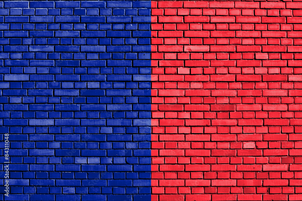 flag of Paris painted on brick wall flag of Paris painted on brick wall