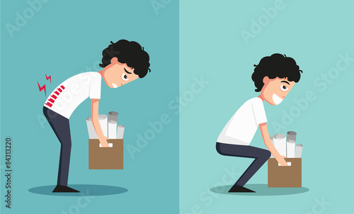 Improper versus against proper lifting ,illustration,vector