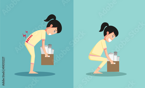 Improper versus against proper lifting ,illustration,vector