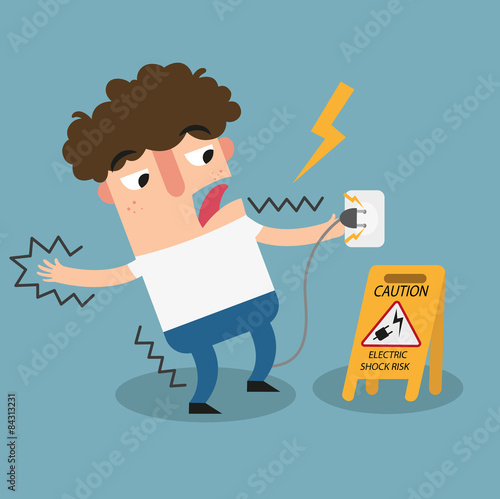 Electric shock risk caution sign.