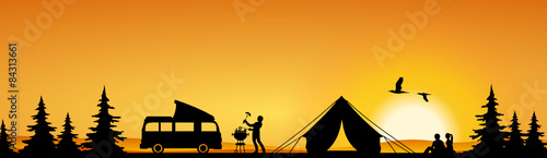 Obraz na płótnie Camping im Sommer w salonie