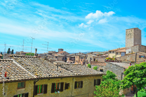 San Gimignano landscape on a clear summer day