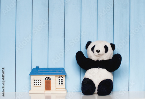 Toy house and panda